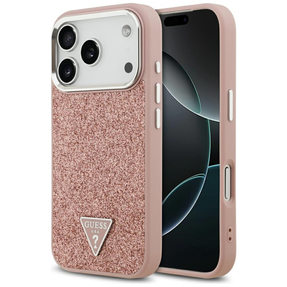 Guess Glitter Triangle Logo MagSafe Case til iPhone 17 Pro - Pink
