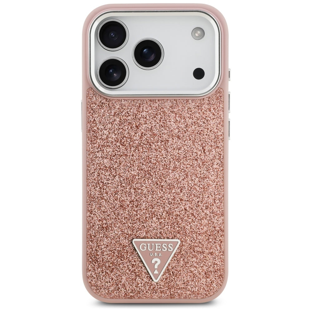Guess Glitter Triangle Logo MagSafe Case til iPhone 17 Pro - Pink