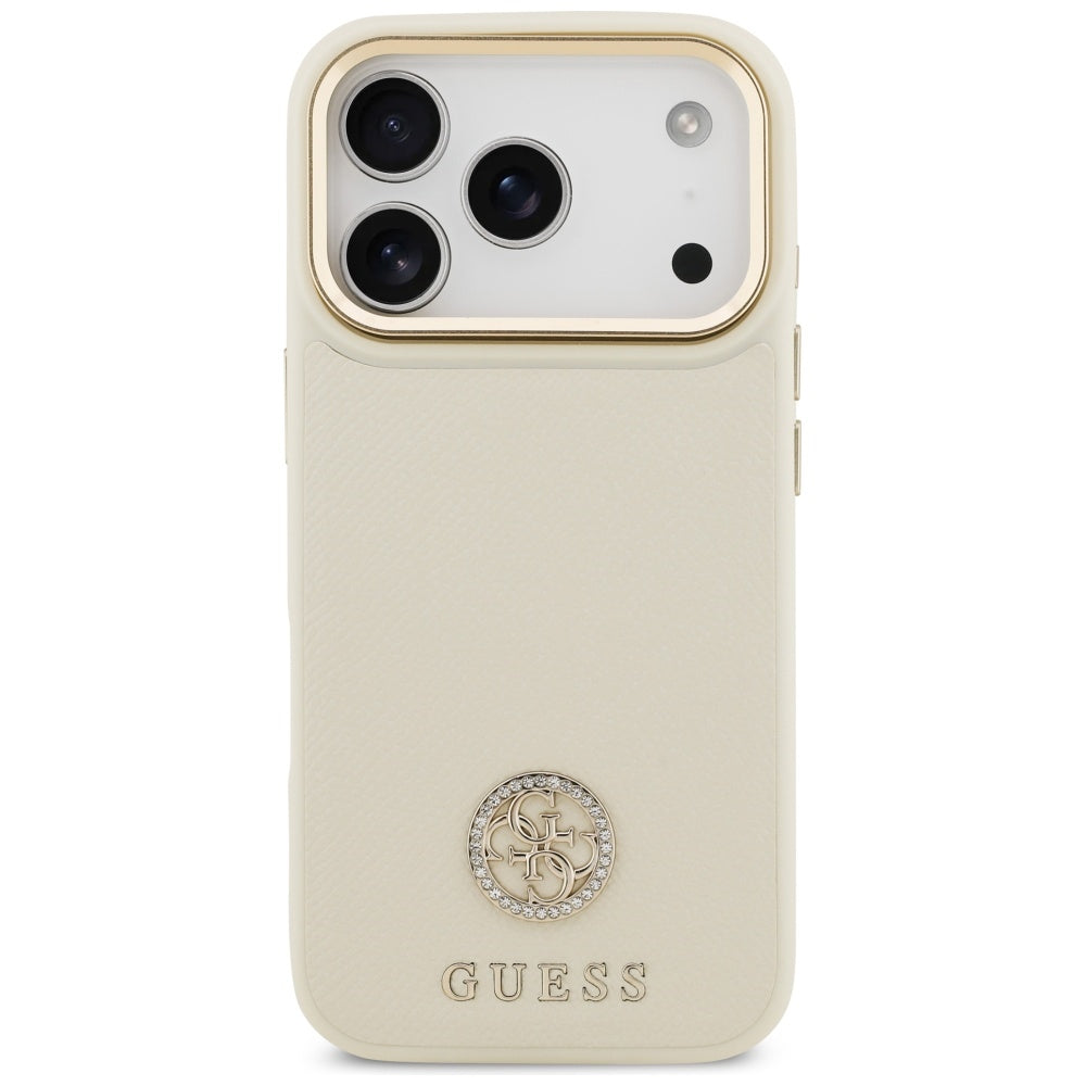 Guess Grained Strass Logo MagSafe-hylster til iPhone 17 Pro - beige