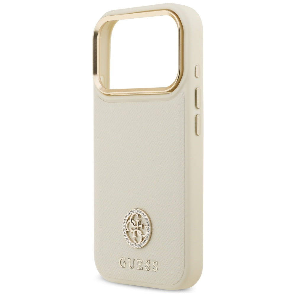 Guess Grained Strass Logo MagSafe-hylster til iPhone 17 Pro - beige