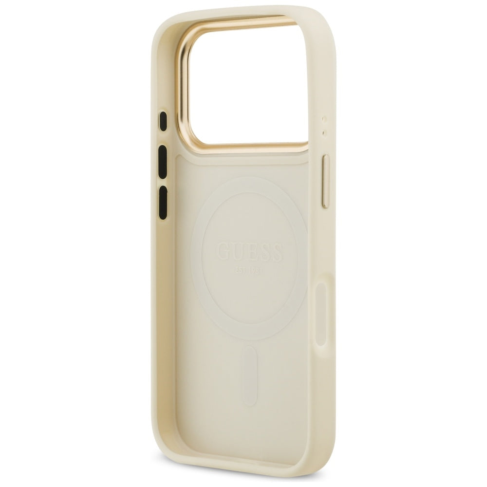 Guess Grained Strass Logo MagSafe-hylster til iPhone 17 Pro - beige