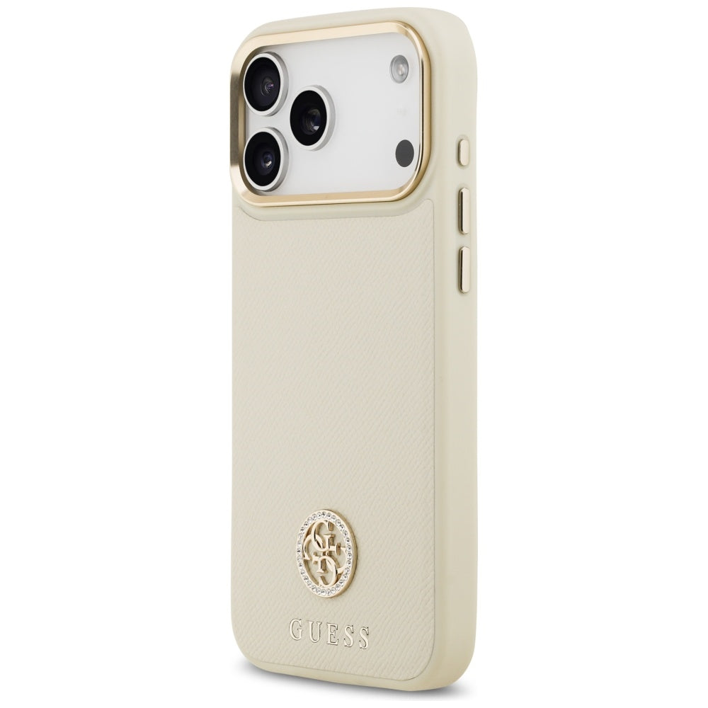 Guess Grained Strass Logo MagSafe-fodral til iPhone 17 Pro Max - beige