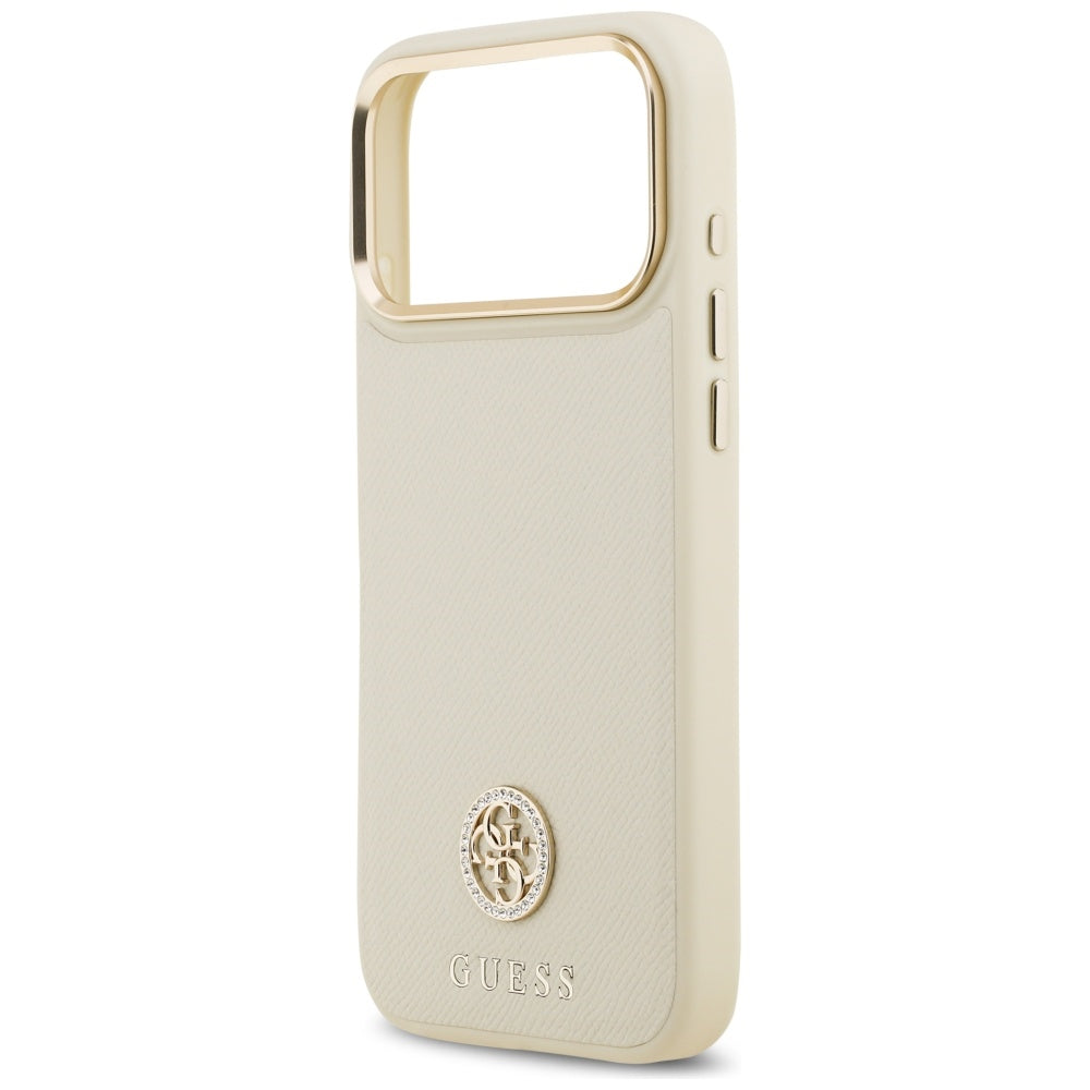 Guess Grained Strass Logo MagSafe-fodral til iPhone 17 Pro Max - beige