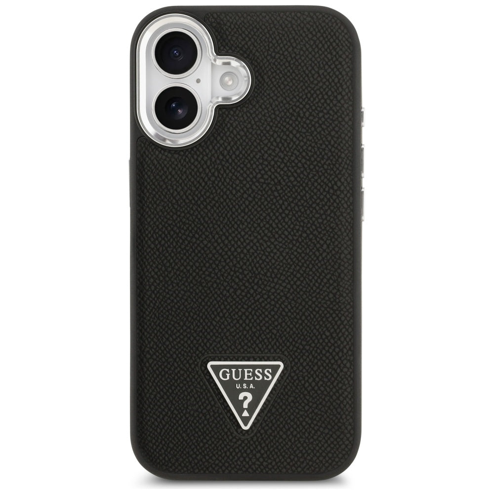 Guess Grained Triangle Logo MagSafe-hylster til iPhone 17 - sort