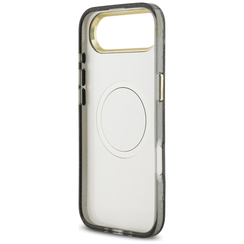 Guess IML Glitter Flowers Triangle MagSafe-kasse til iPhone Air - sort