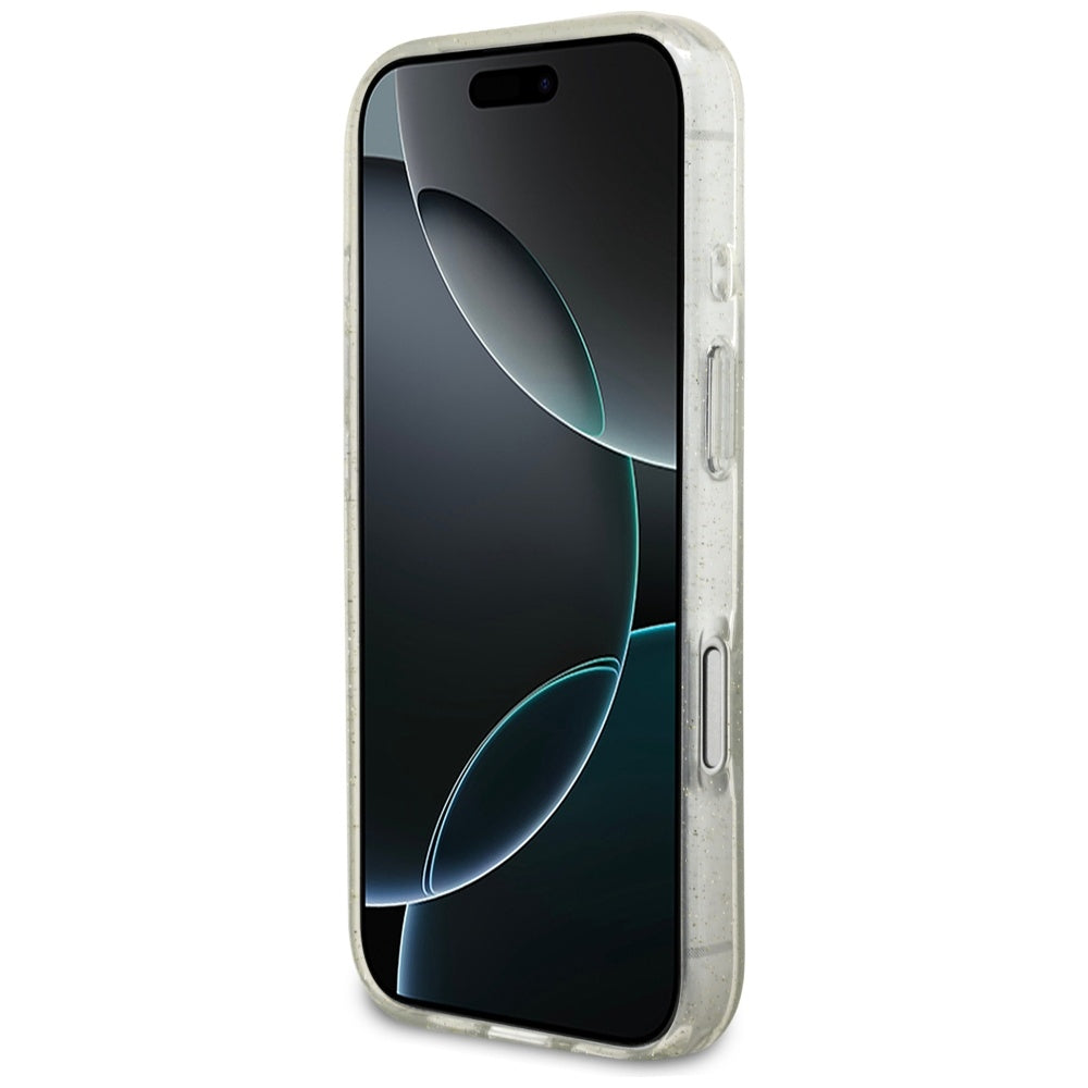 Guess IML Glitter Pearl Strap MagSafe Case til iPhone 17 Pro Max - Gennemsigtig