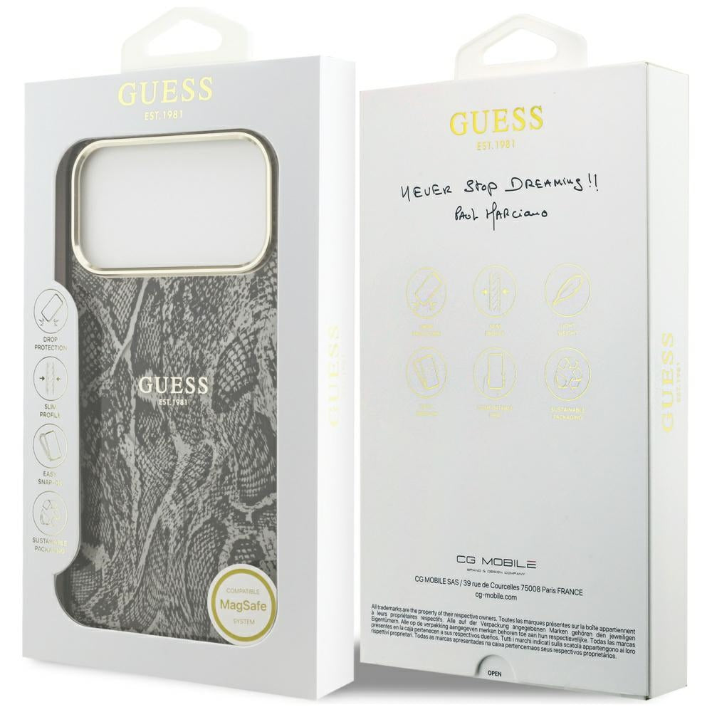 Guess Python Pattern MagSafe Case til iPhone 17 Pro Max - sort