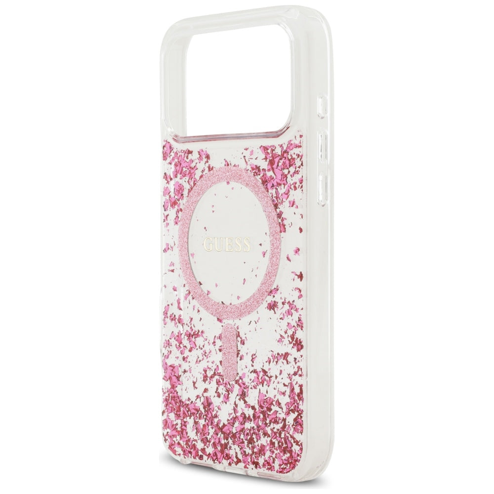 Guess Resin Bottom Glitter MagSafe Case til iPhone 17 Pro Max - Pink