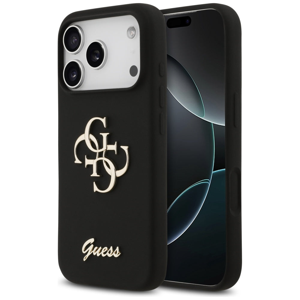 Guess Silicone Big 4G Script Case til iPhone 17 Pro - sort