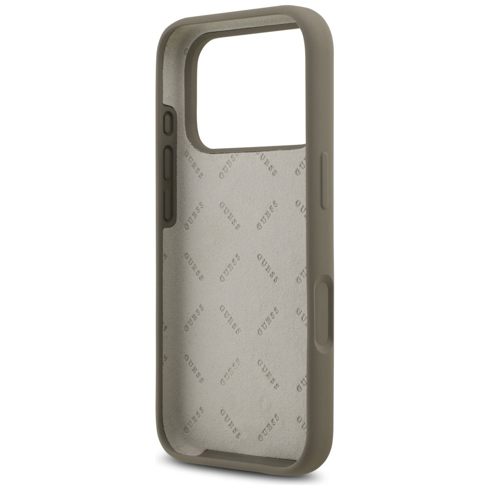 Guess Silicone Big 4G Script Case til iPhone 17 Pro Max - Brunt