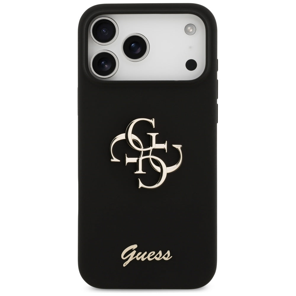 Guess Silicone Big 4G Script Case til iPhone 17 Pro Max - sort