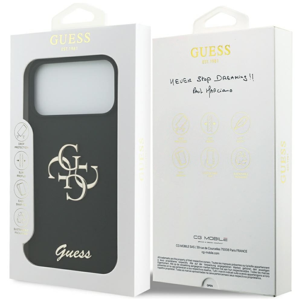 Guess Silicone Big 4G Script Case til iPhone 17 Pro Max - sort