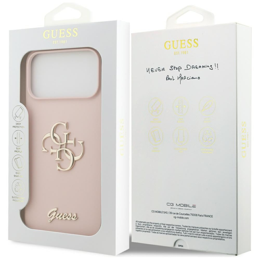 Guess Silicone Big 4G Script Case til iPhone 17 Pro Max - Pink
