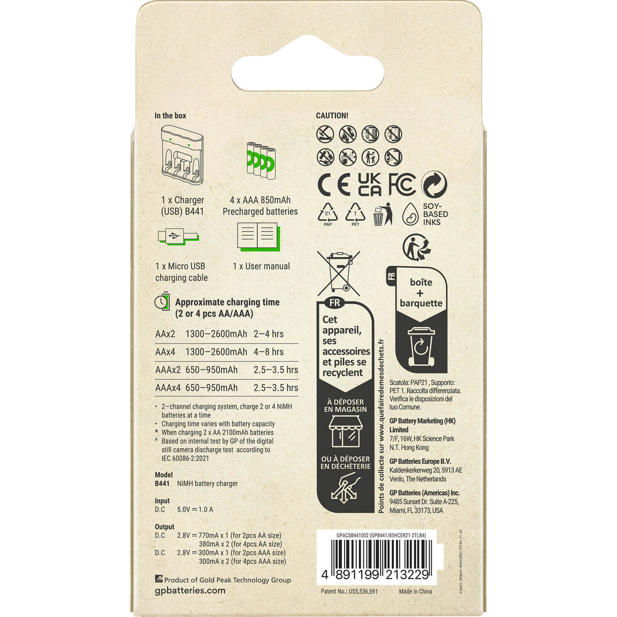 Batterioplader Everyday B441 4xAAA 850mAh