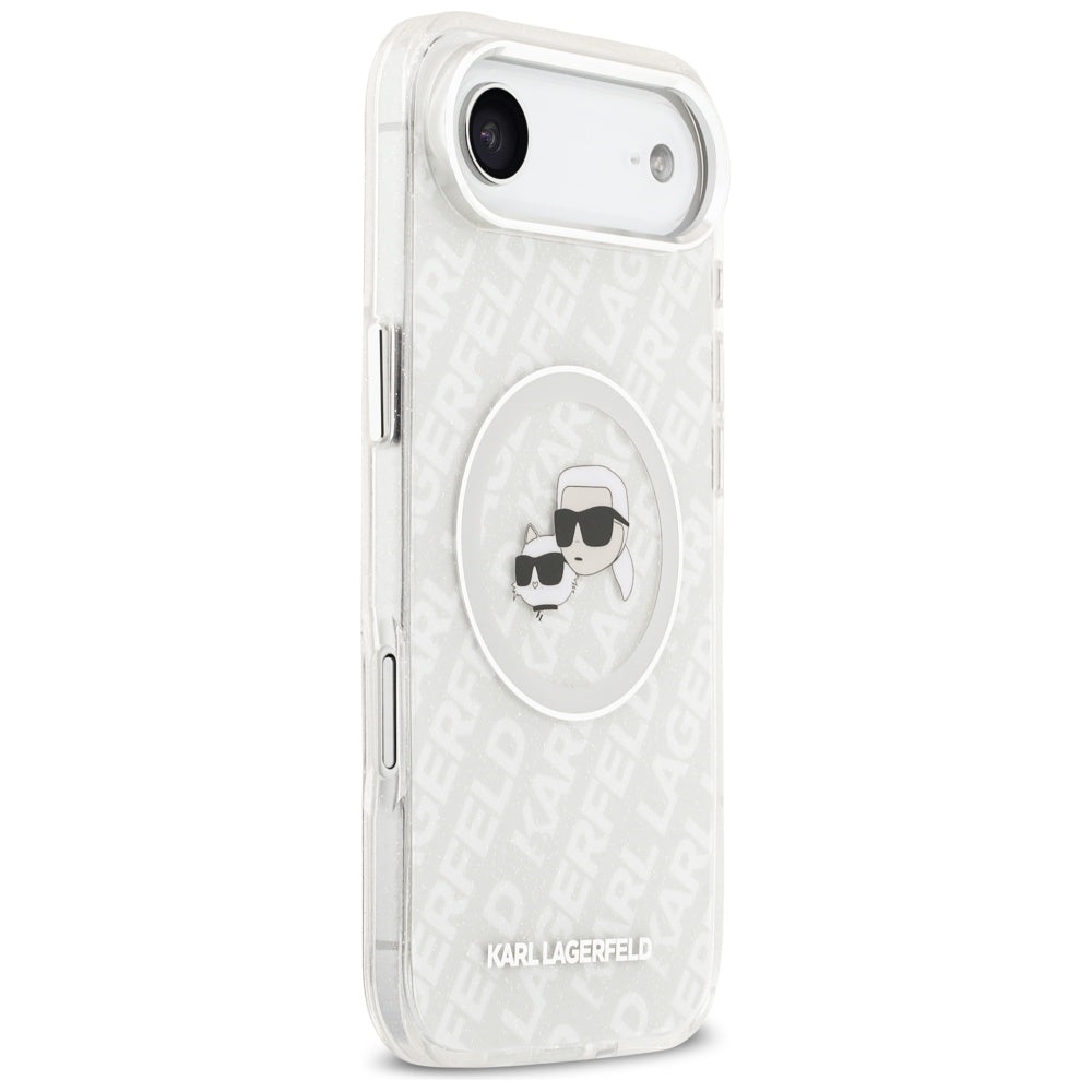 Karl Lagerfeld IML Glitter Karl&Choupette Heads Logo MagSafe Case til iPhone Air - Grå