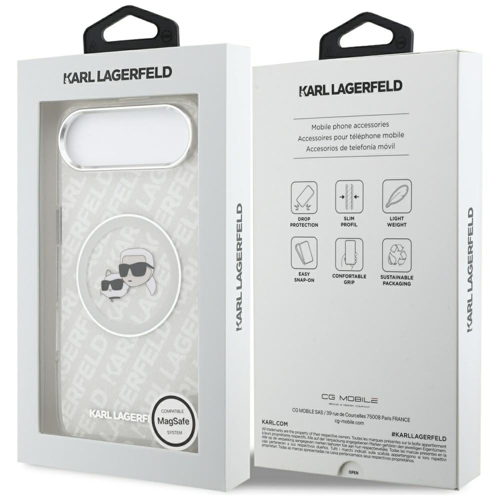 Karl Lagerfeld IML Glitter Karl&Choupette Heads Logo MagSafe Case til iPhone Air - Grå