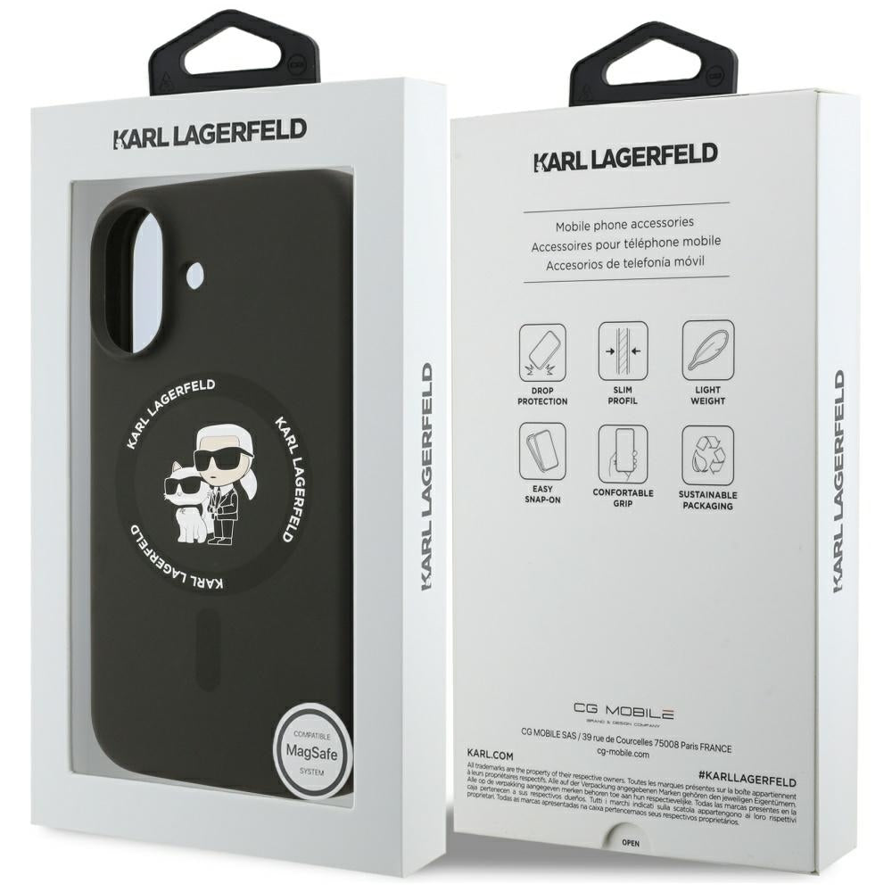 Karl Lagerfeld Silicone Karl & Choupette Ring MagSafe Case til iPhone 17 - sort