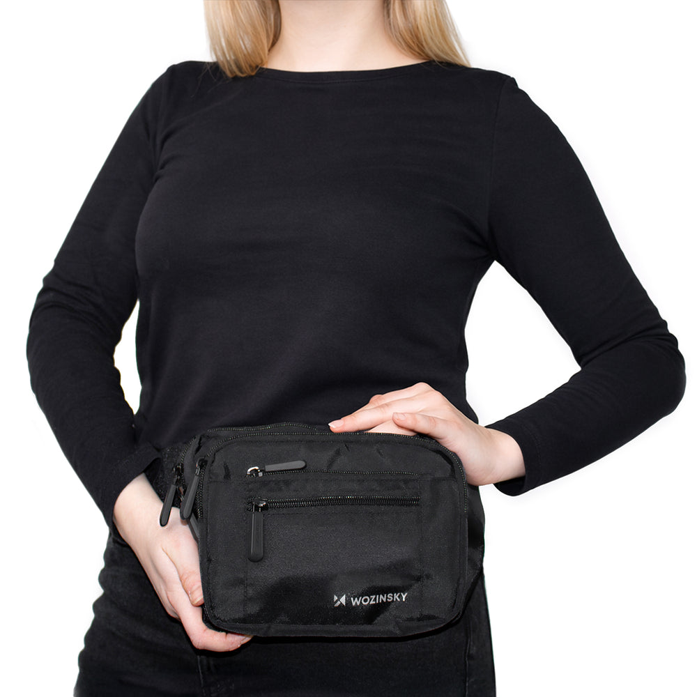 Wozinsky WSB-W1 unisex skuldertaske med justerbar rem, vandtæt - sort