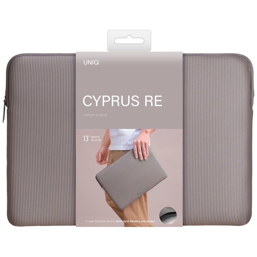 Uniq Cyprus Ridge Edition Laptop Sleeve til 14" bærbare computere, vandbestandigt neopren - grå