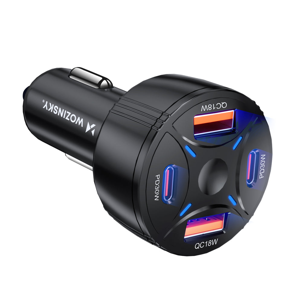 Wozinsky WLS-04 60W Biloplader 2xUSB-C 2xUSB-A - sort