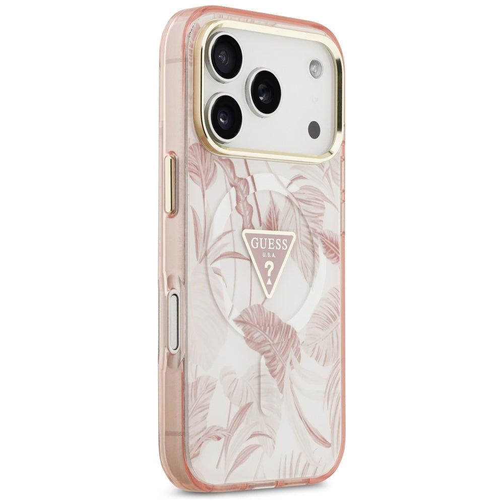 Guess Jungle Tonal Triangle MagSafe Case til iPhone 17 Pro Max - Pink