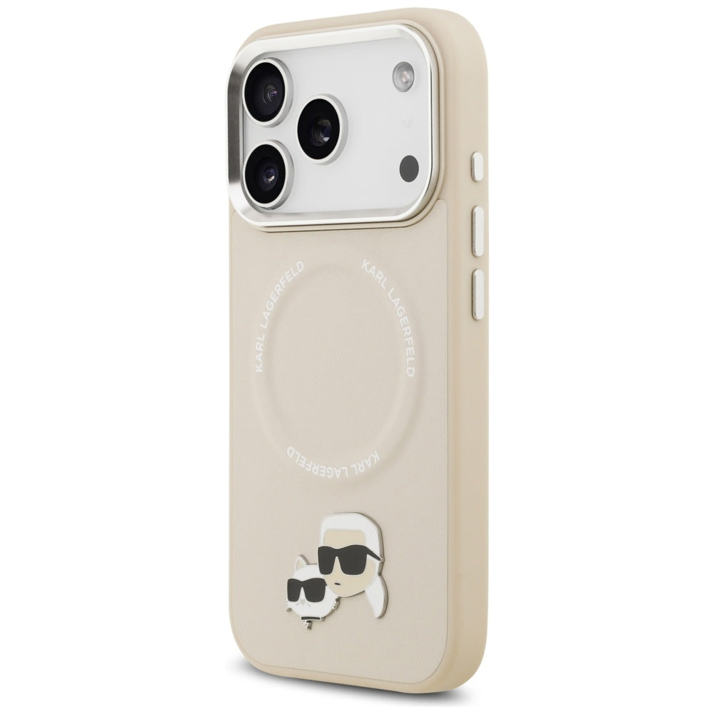 Karl Lagerfeld Karl & Choupette Pins MagSafe Case til iPhone 17 Pro Max - Beige