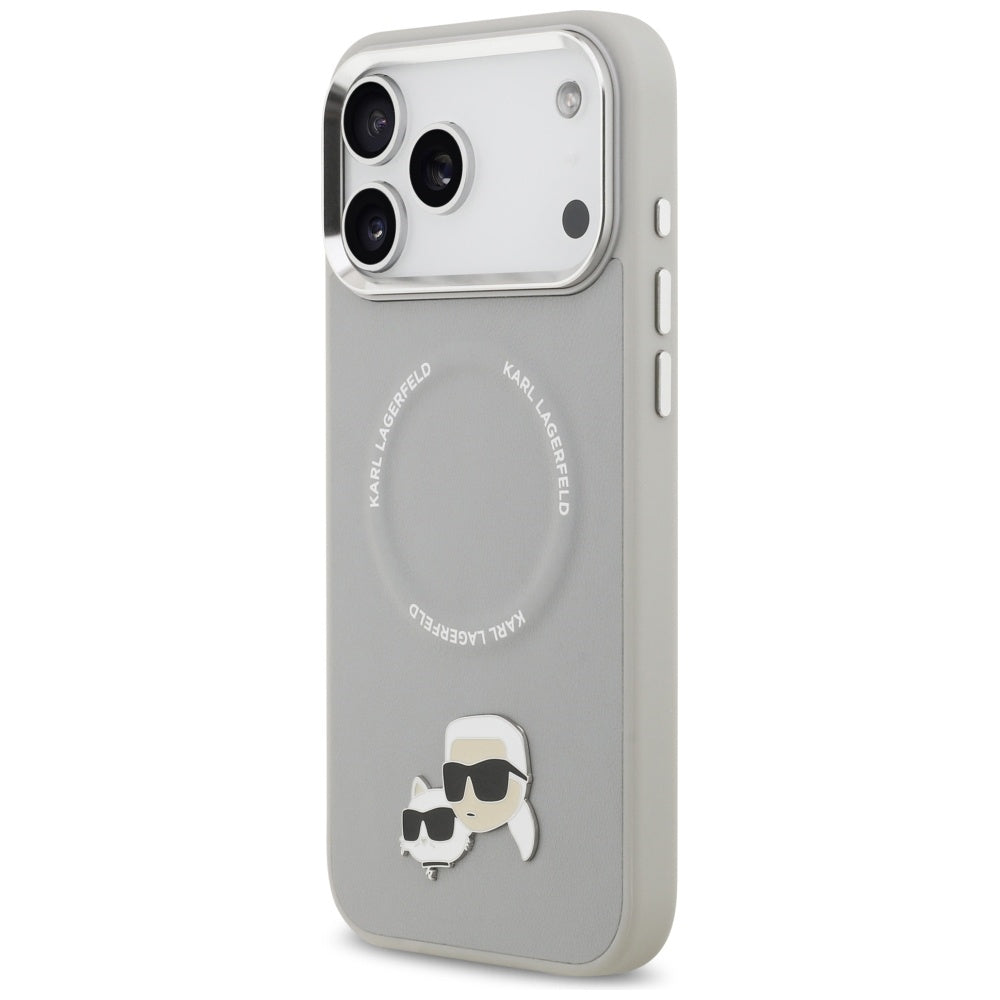 Karl Lagerfeld Karl & Choupette Pins MagSafe Case til iPhone 17 Pro - Grå