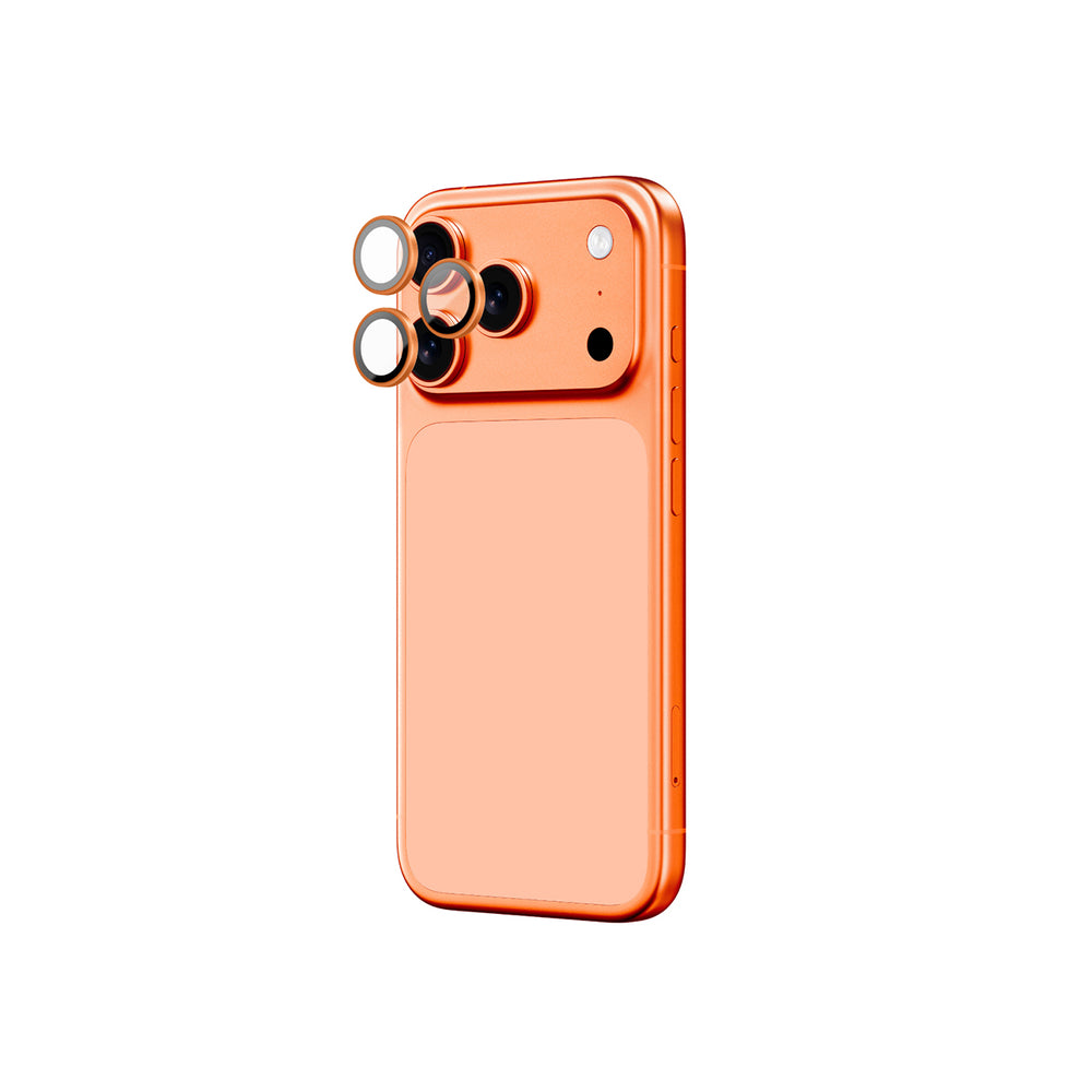 AmazingThing Camera Glass Protector til iPhone 17 Pro / Pro Max - med orange ramme