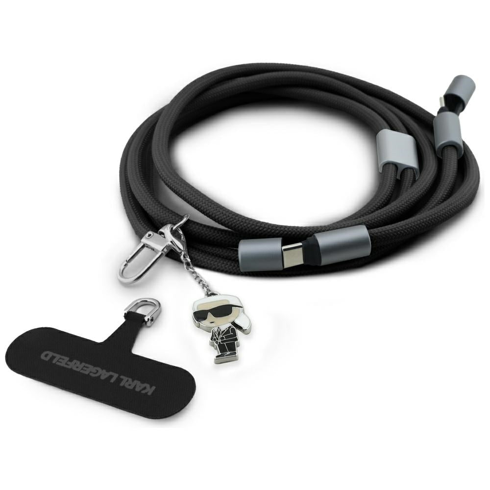 Karl Lagerfeld CBDY Ikonik Charm USB-C Kabel / USB-C Lanyard - sort