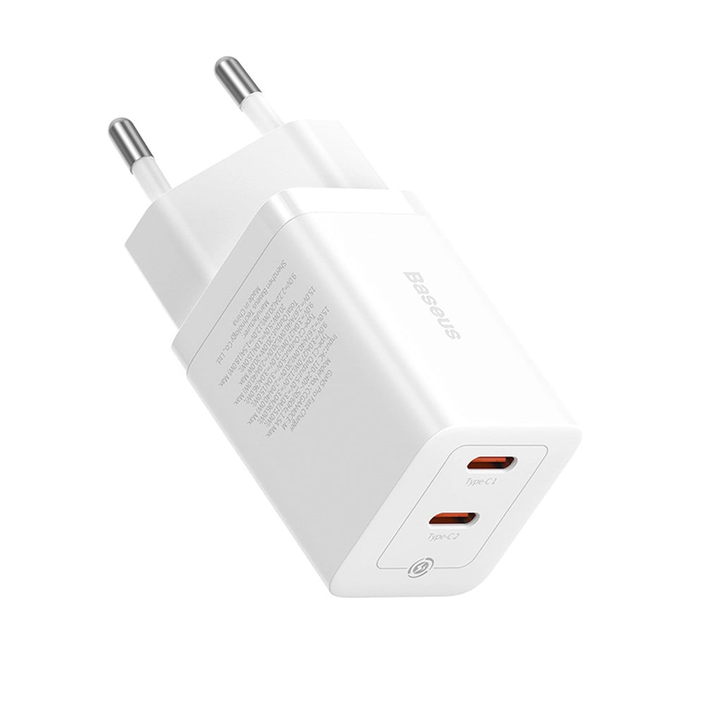 Baseus GaN5 Pro 40W 2xUSB-C vægoplader - hvid