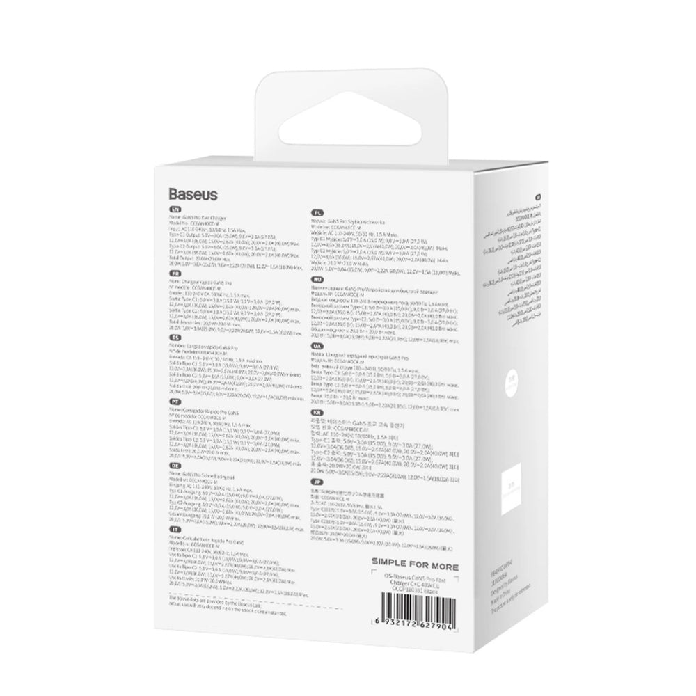 Baseus GaN5 Pro 40W 2xUSB-C Wall Charger - sort