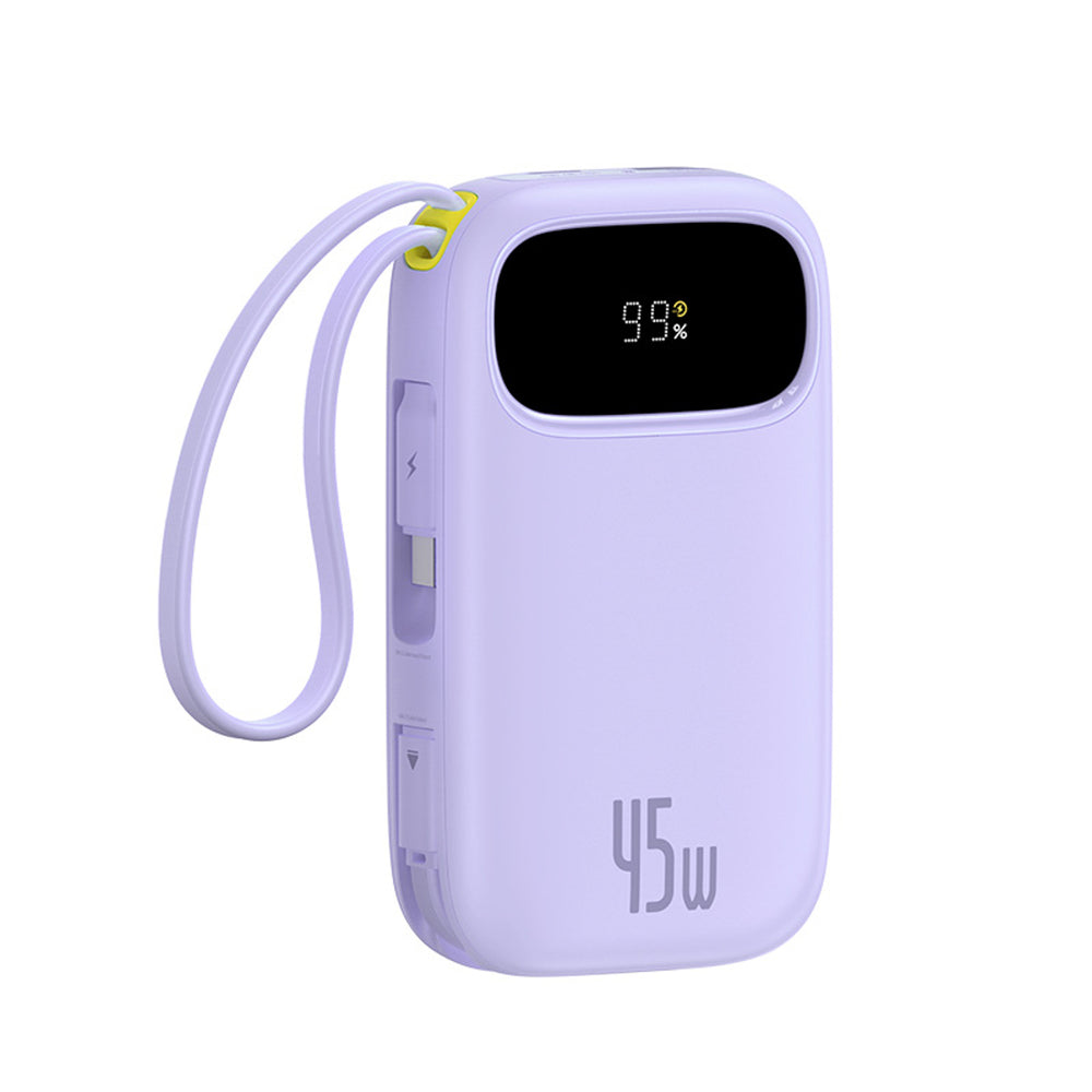Baseus EnerFill FC31 QPow3 20000mAh 45W Power Bank with Display with USB-C and Lightning Cables - Purple