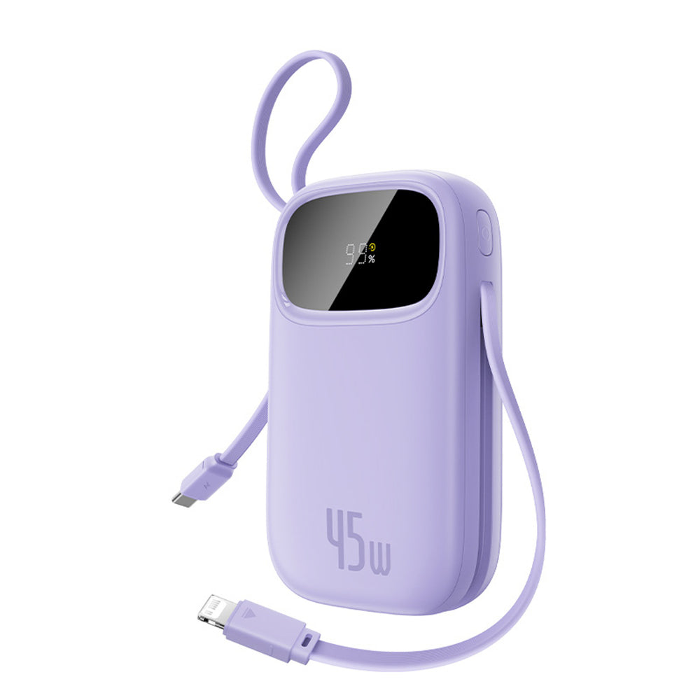 Baseus EnerFill FC31 20000mAh 45W Power Bank med display med USB-C og Lightning Kabler - Purple