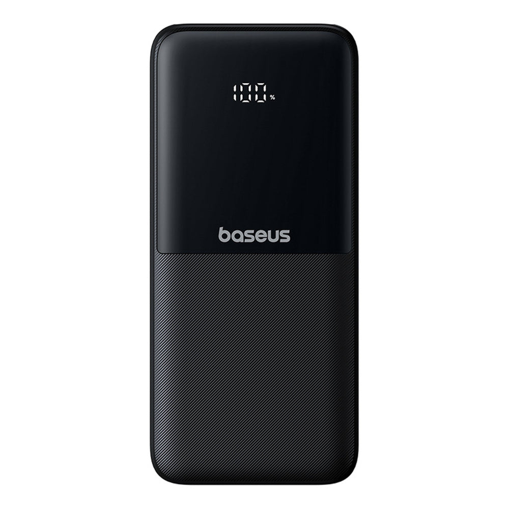 Baseus Lipow 10000mAh 22.5W Powerbank med dobbelt indbygget kabel med display (med ekstra sort Baseus Simple USB-A - USB-C 3A 0.2m kabel) - sort