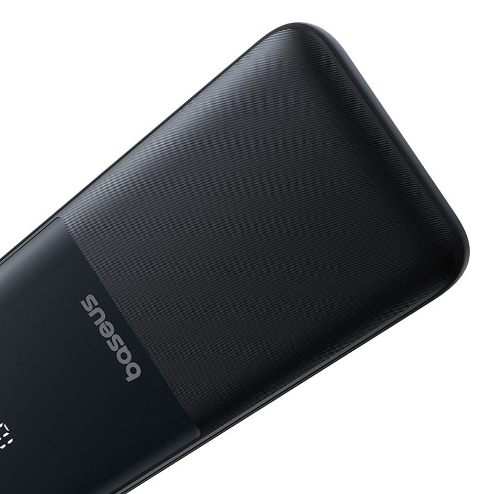 Baseus Lipow 10000mAh 22.5W Powerbank with Dual Built-in Cable with Display (with additional black Baseus Simple USB-A - USB-C 3A 0.2m cable) - Black