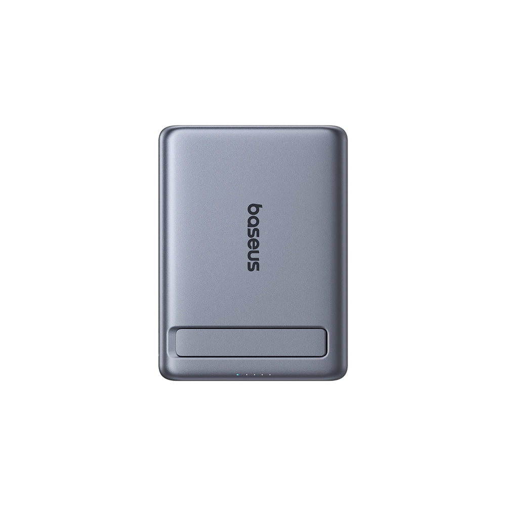 Baseus PicoGo AM31 Qi2 5000mAh 20W Ultra-Thin MagSafe Compatible Power Bank with Stand and Baseus Simple USB-C 20cm Braided Cable - Gray