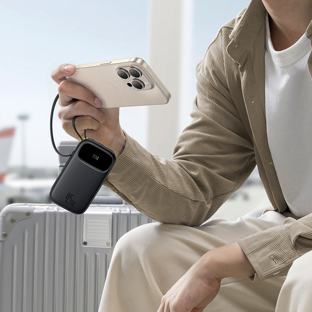 Baseus EnerFill FC31 10000mAh 45W Power Bank med USB-C og Lightning Kabler - sort