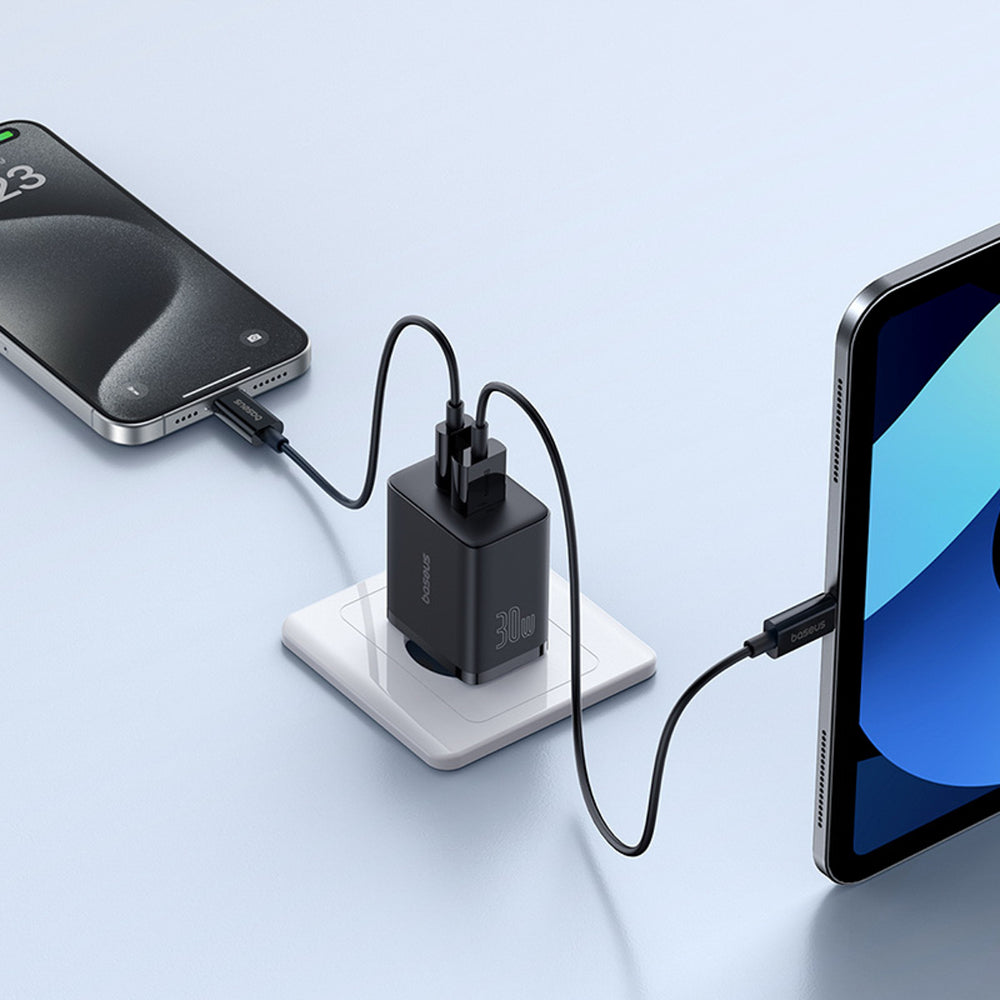 Baseus Cube Pro 30W USB-C USB-A Wall Charger - sort