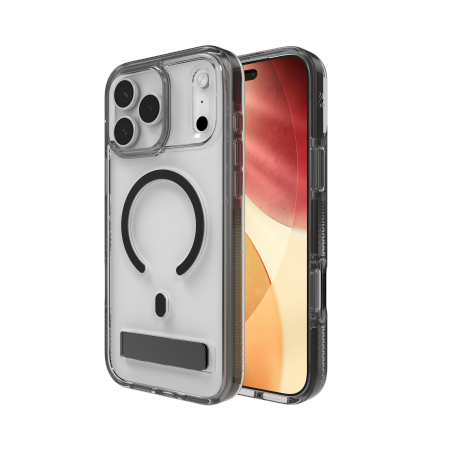 ZAGG Santa Cruz Snap KS MagSafe Case med stativ til iPhone 17 Pro Max - Klar og sort