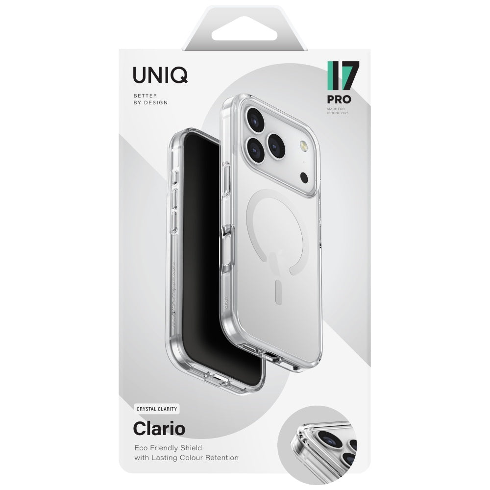 Uniq Clario Magclick opladningsfodral til iPhone 17 Pro - gennemsigtig