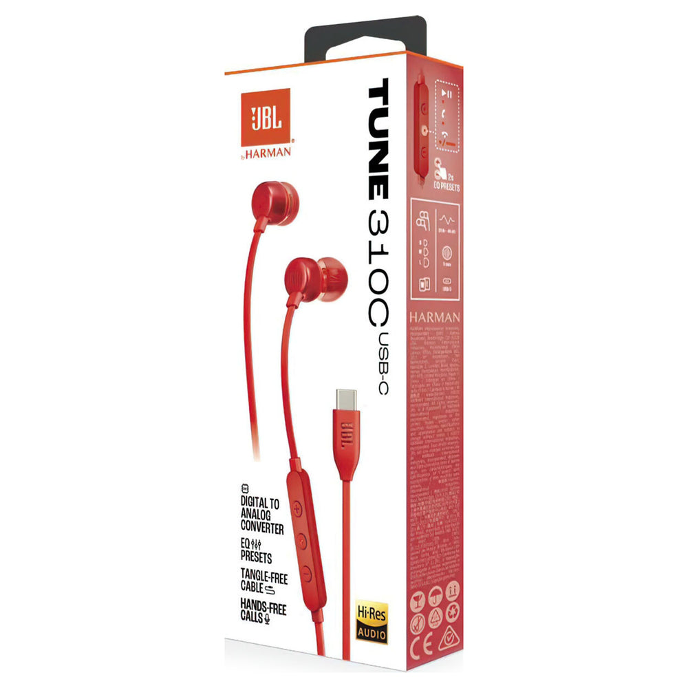 JBL Tune 310C In-Ear USB-C hovedtelefoner Rød