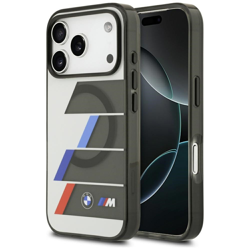 BMW M IML Metal Buttons Tricolor Lines MagSafe Case til iPhone 17 Pro Max - Grå