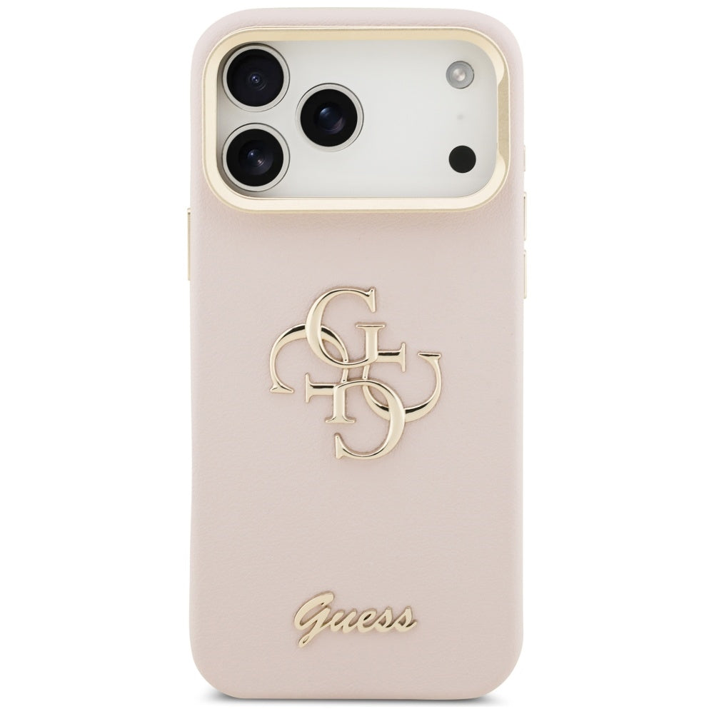 Guess Grained Big 4G & Stand Camera Case til iPhone 17 Pro Max - Pink
