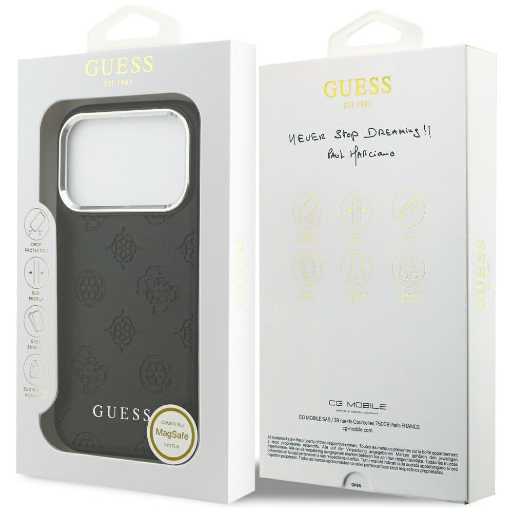 Guess Peony Hot Stamp Script MagSafe Case til iPhone 17 Pro - sort
