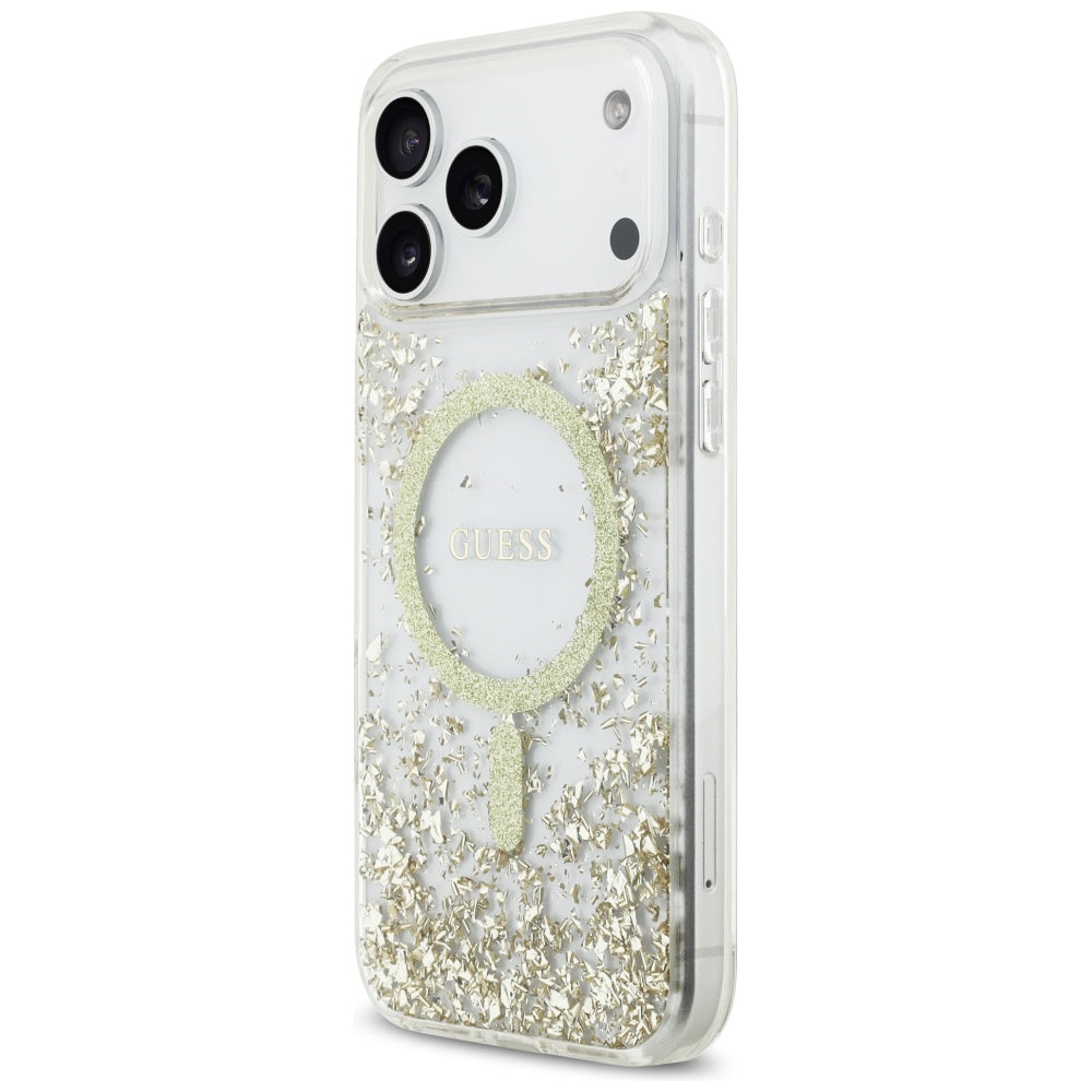 Guess Resin Bottom Glitter MagSafe Case til iPhone 17 Pro Max - Guld