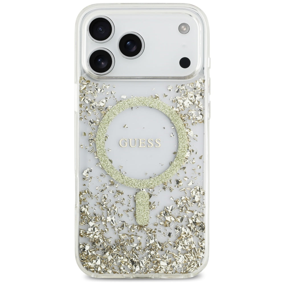Guess Resin Bottom Glitter MagSafe Case til iPhone 17 Pro Max - Guld