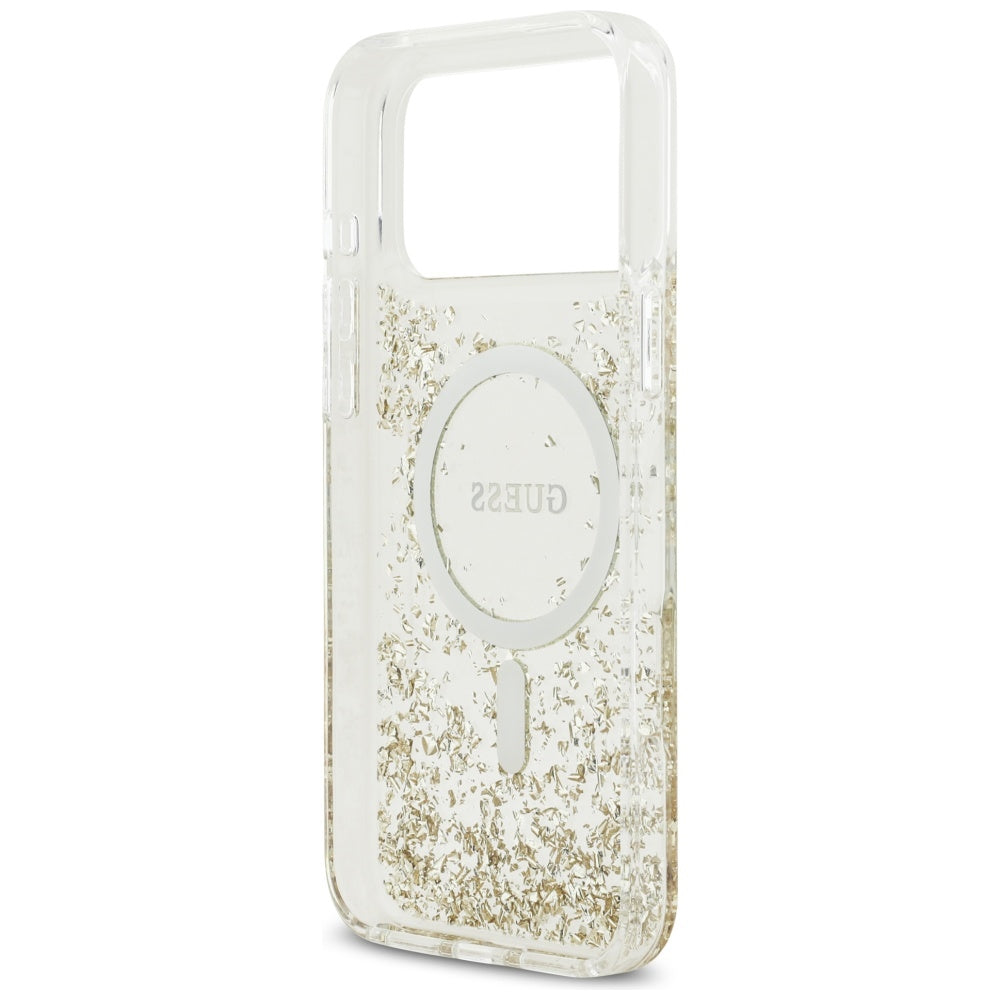 Guess Resin Bottom Glitter MagSafe Case til iPhone 17 Pro Max - Guld