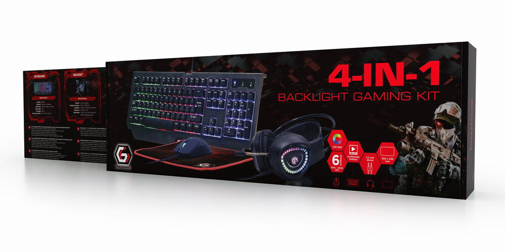Gembird GGS-UMGL4-01 tastatur Mus inkluderet Spil USB QWERTY US engelsk Sort