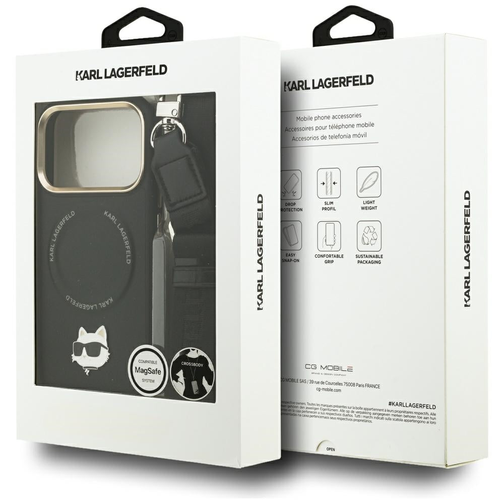 Karl Lagerfeld Big Strap Choupette Metal Logo MagSafe Case til iPhone 17 Pro Max - sort