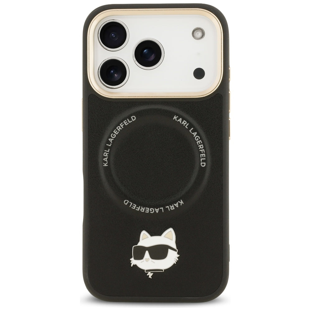 Karl Lagerfeld Big Strap Choupette Metal Logo MagSafe Case til iPhone 17 Pro Max - sort